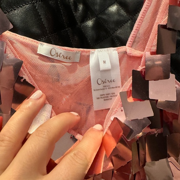 Oseree metallic dress in medium. Wore 1x. Pink color. Fits true to size. - Picture 5 of 6